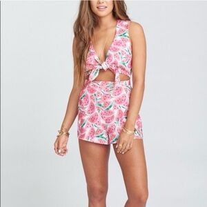 Show Me Your Mumu Nantucket One In A Melon Romper - Watermelon Print - NWT - L